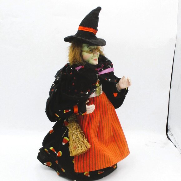 Vintage Lillin Vernon Witch Doll 90"s Halloween Moon Stars 14" Broom - Picture 3 of 4